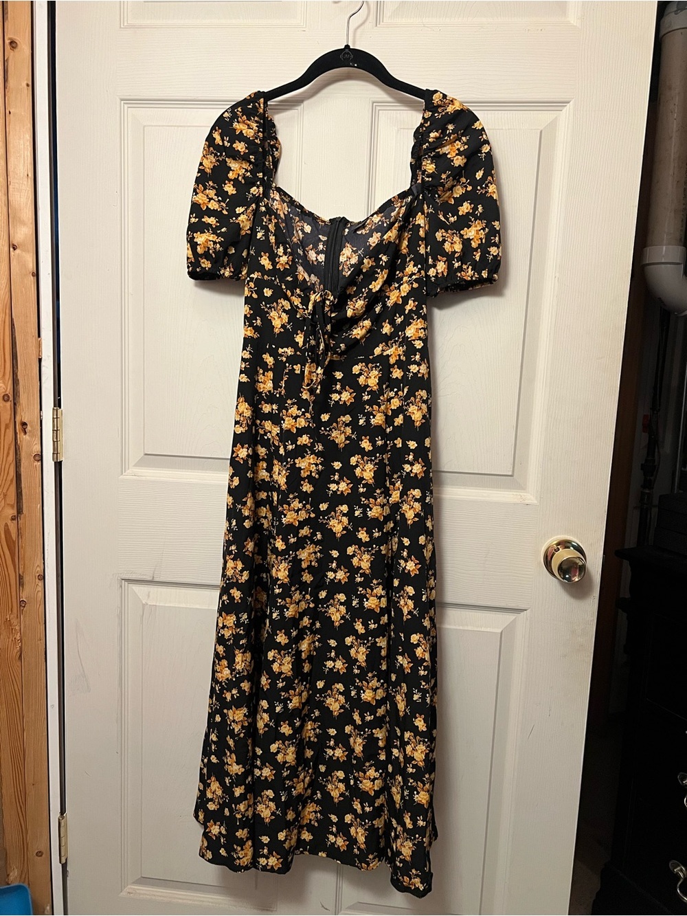 SHEIN Black Floral Maxi dress with Side Slit - Picture 2 of 4